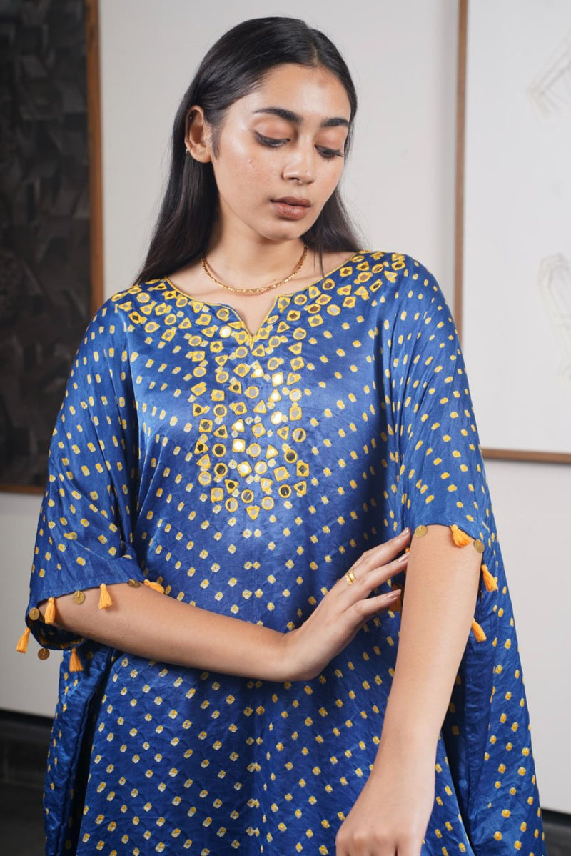 MUMTAZ MIRROR GARARA SET-BLUE, COLOUR CAN BE CUSTOMISED silk by Dyelogue in multi color for women Worldwide