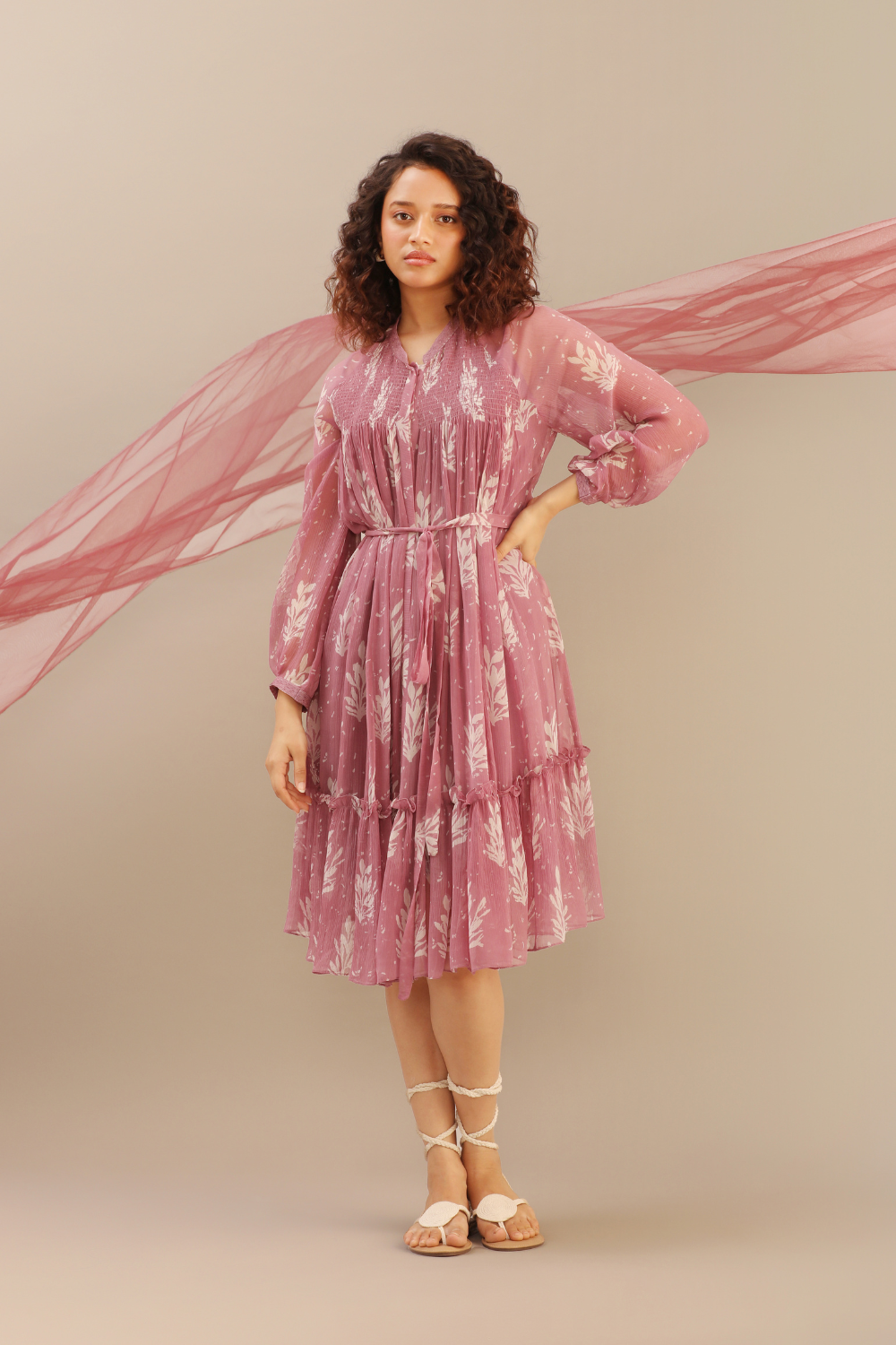 CHIFFON SMOCKED DRESS