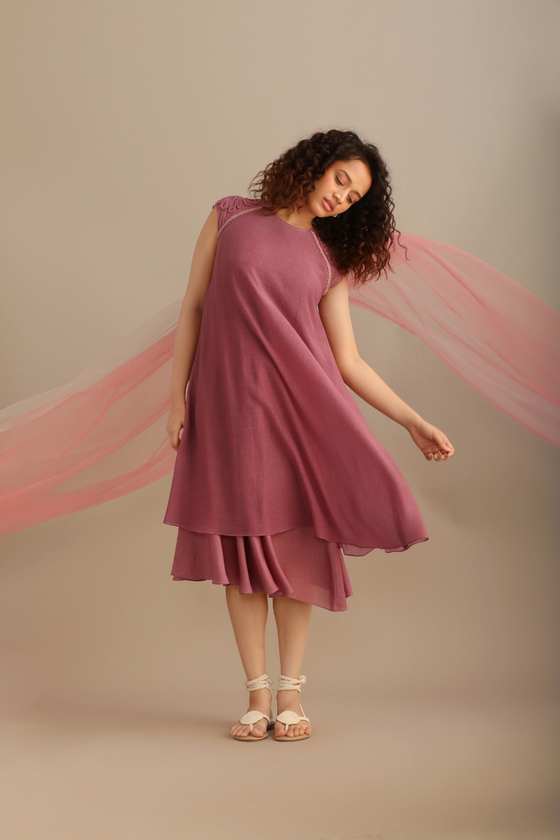 DOUBLE LAYER LAVENDER DRESS cotton by Myoho for women Worldwide