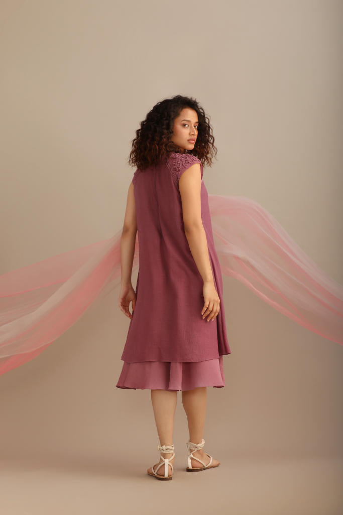 DOUBLE LAYER LAVENDER DRESS cotton by Myoho for women Worldwide