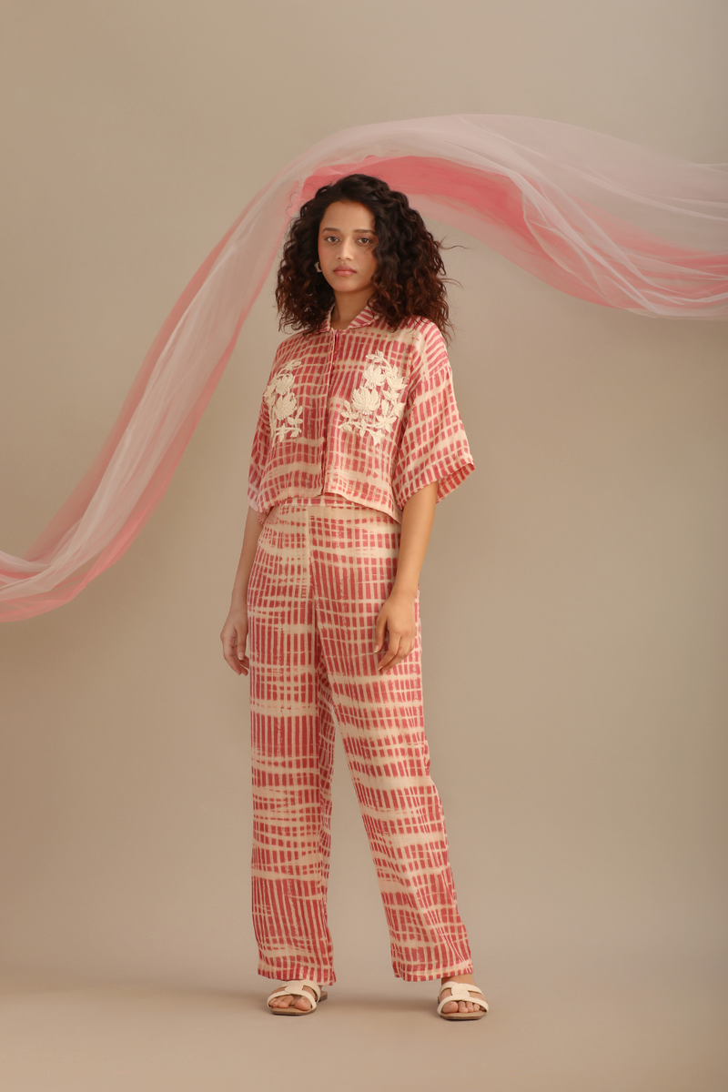 A ROSE STRIPED CO-ORD SET silk by Myoho for women Worldwide