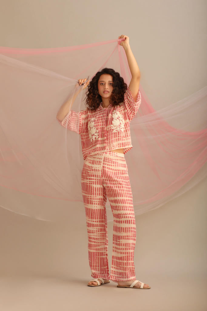 A ROSE STRIPED CO-ORD SET silk by Myoho for women Worldwide