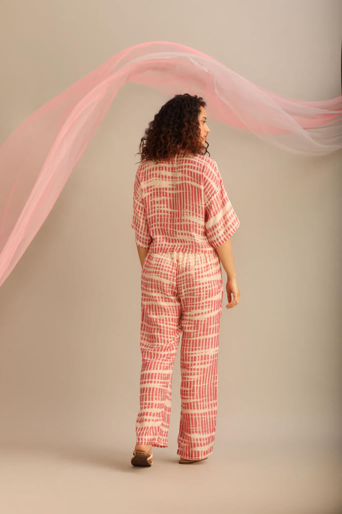 A ROSE STRIPED CO-ORD SET silk by Myoho for women Worldwide