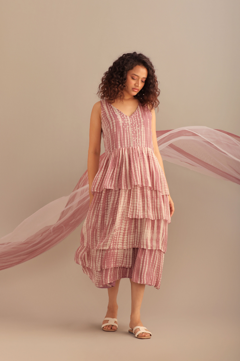 TIE-DYE SILK FLAP DRESS chiffon by Myoho for women Worldwide