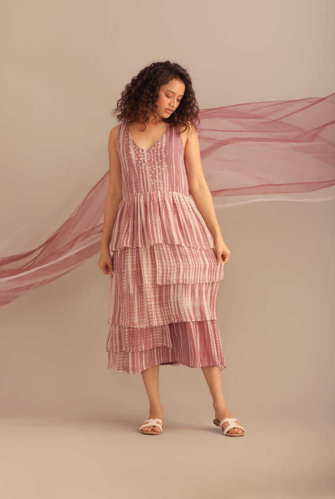 TIE-DYE SILK FLAP DRESS chiffon by Myoho for women Worldwide