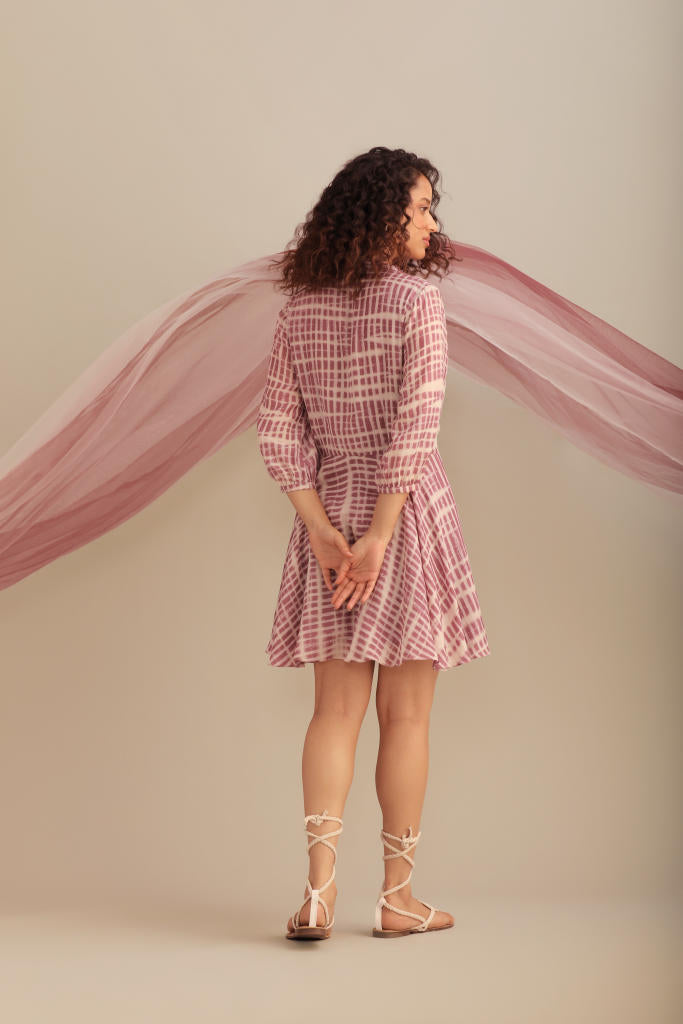 LAVENDER PRINTED WRAPPED DRESS silk by Myoho for women Worldwide