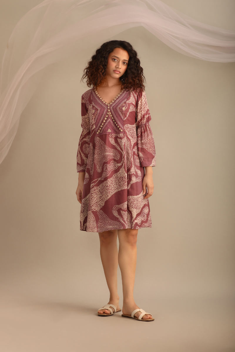 LANDSCAPE PRINTED DRESS silk by Myoho for women Worldwide