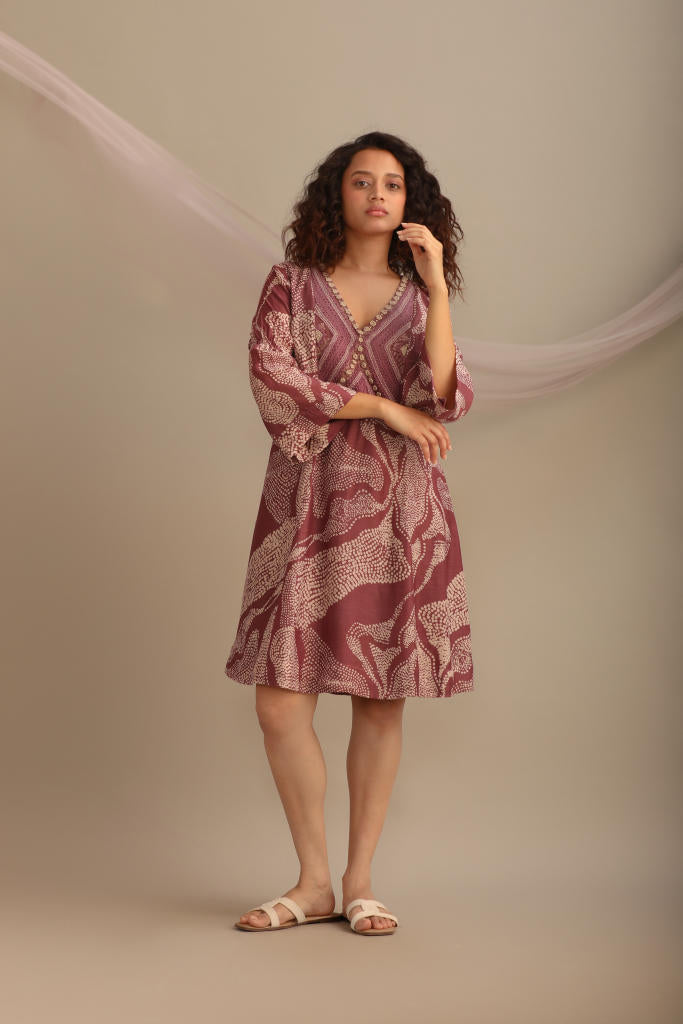 LANDSCAPE PRINTED DRESS silk by Myoho for women Worldwide