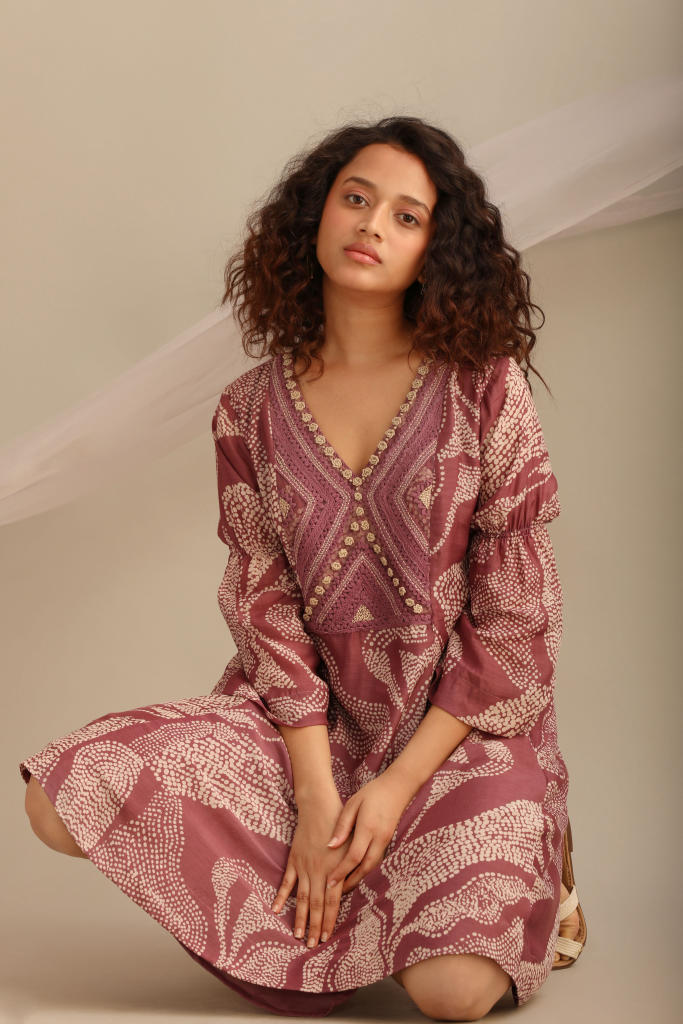 LANDSCAPE PRINTED DRESS silk by Myoho for women Worldwide