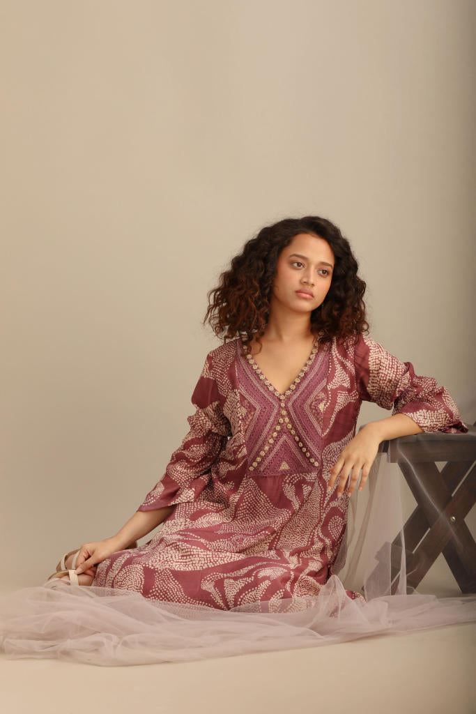 LANDSCAPE PRINTED DRESS silk by Myoho for women Worldwide