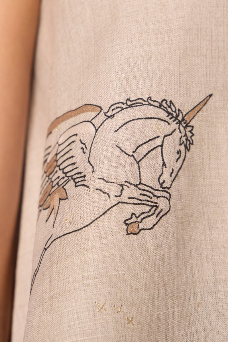 Maarah Beige Linen Halter Top by The Summer House in beige color for women Worldwide