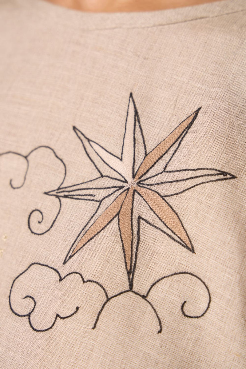 Maarah Beige Linen Halter Top by The Summer House in beige color for women Worldwide