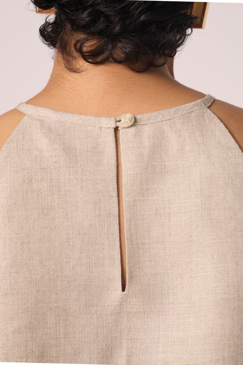 Maarah Beige Linen Halter Top by The Summer House in beige color for women Worldwide