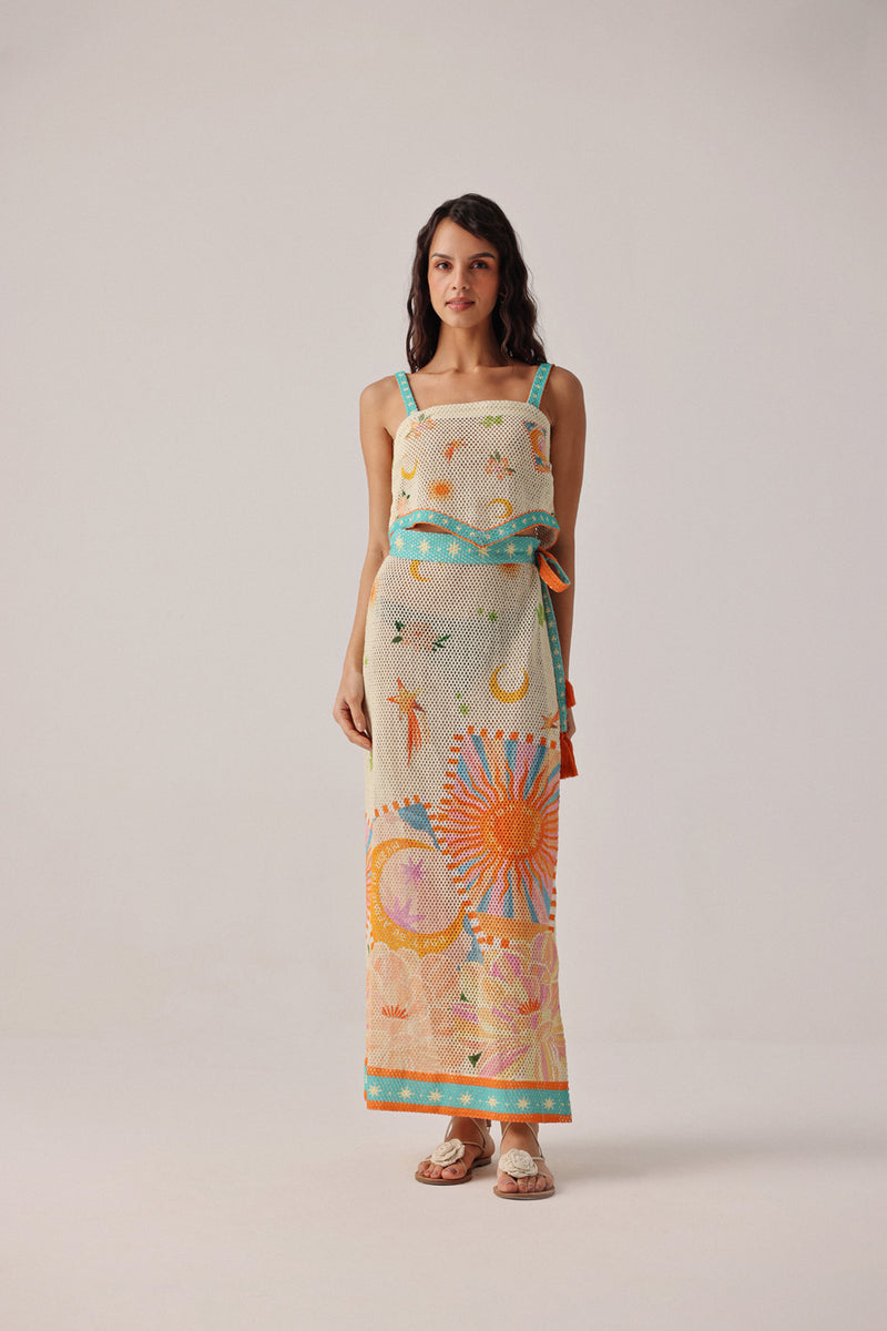 Magda Top-Azure crochet resort wear by NOIB in beige for women Worldwide
