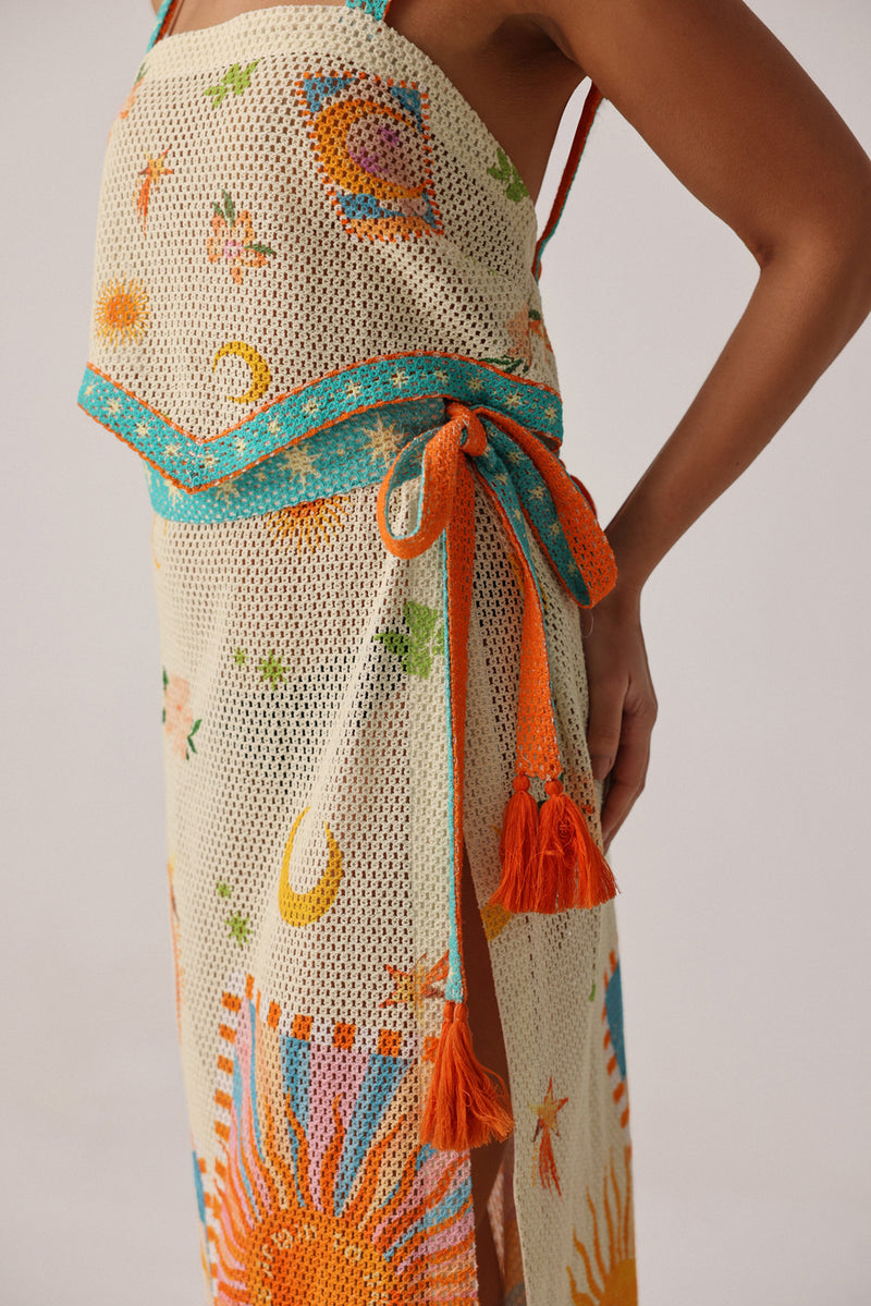 Magda Skirt-Azure crochet resort wear by NOIB in beige for women Worldwide