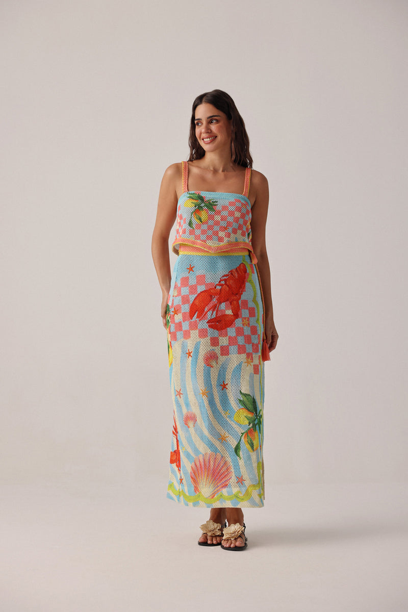 Magda Top-Summer Zest crochet resort wear by NOIB in blue for women Worldwide