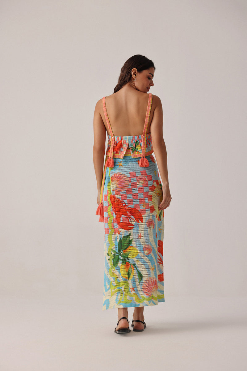 Magda Skirt-Summer Zest crochet resort wear by NOIB in blue for women Worldwide