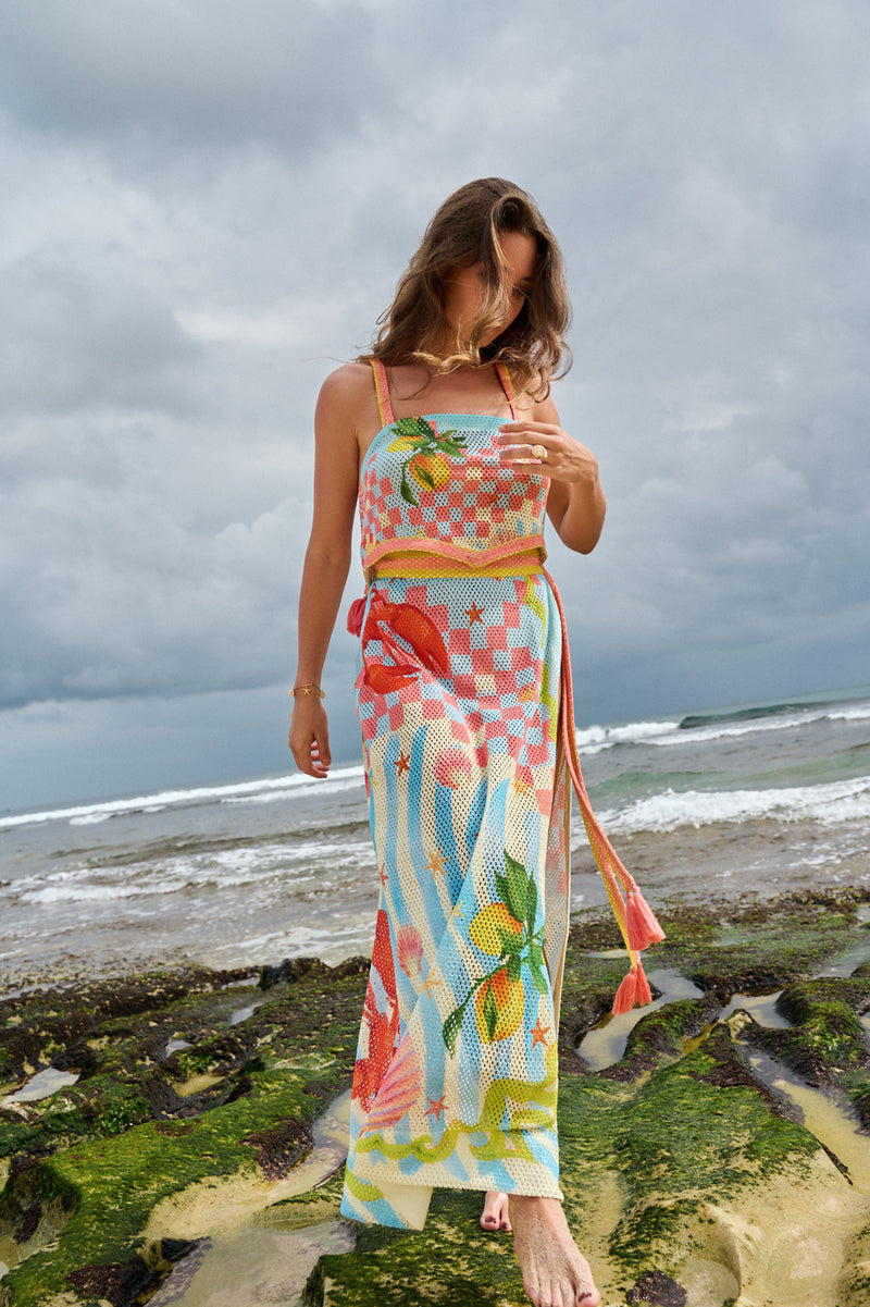 Magda Top-Summer Zest crochet resort wear by NOIB in blue for women Worldwide