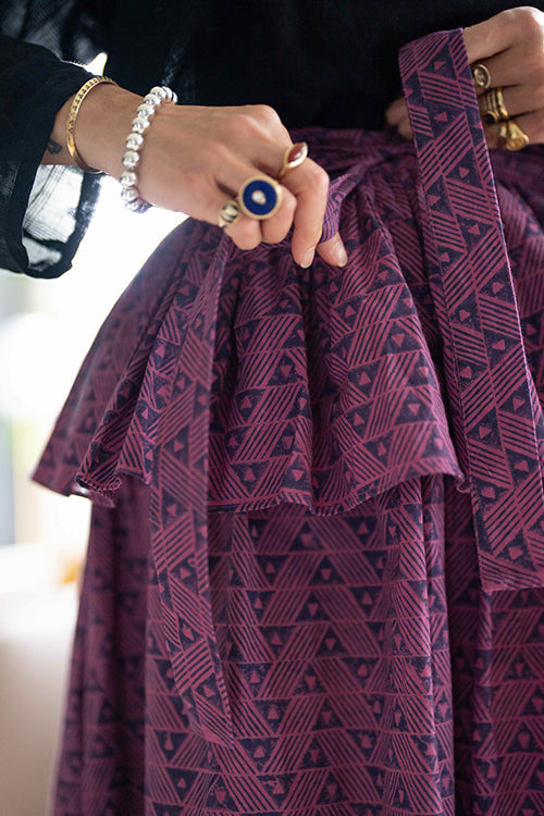 Crow Gather Skirt — Magenta cotton by World of Crow for women Worldwide