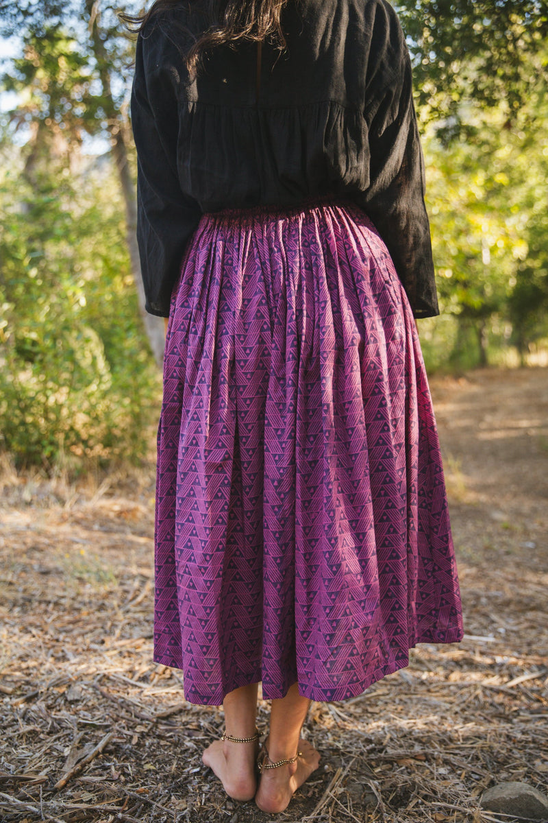 Crow Gather Skirt — Magenta cotton by World of Crow for women Worldwide