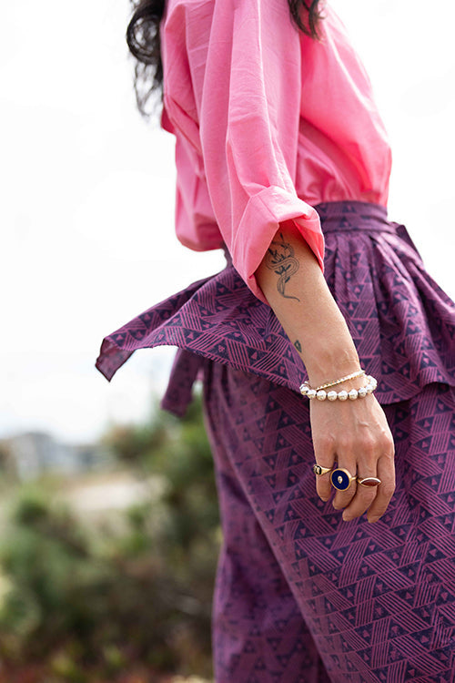 Magenta Sash Tie Up Frill cotton by World of Crow for women Worldwide