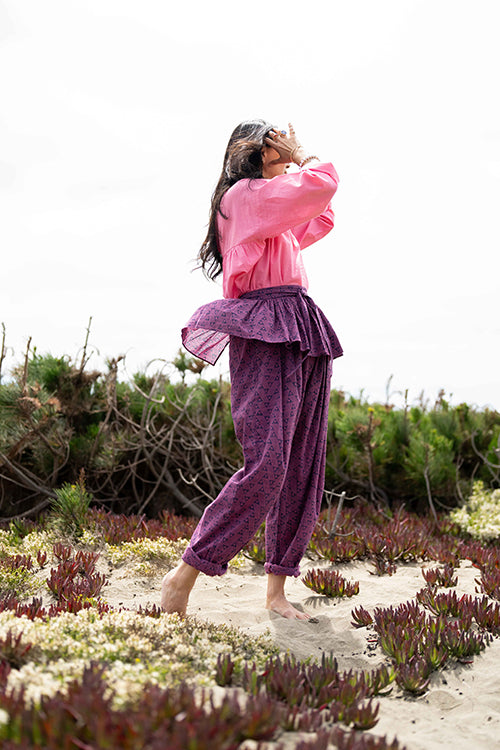Magenta Sash Tie Up Frill cotton by World of Crow for women Worldwide