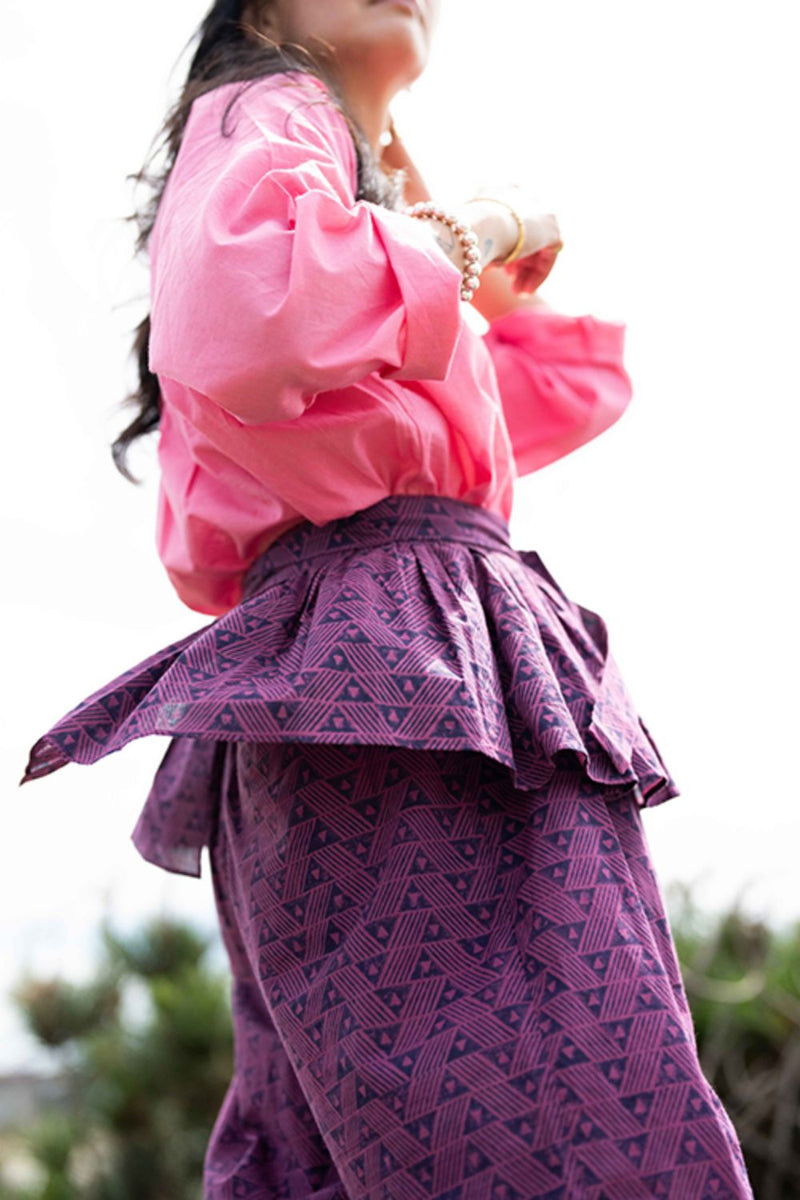 Magenta Sash Tie Up Frill cotton by World of Crow for women Worldwide