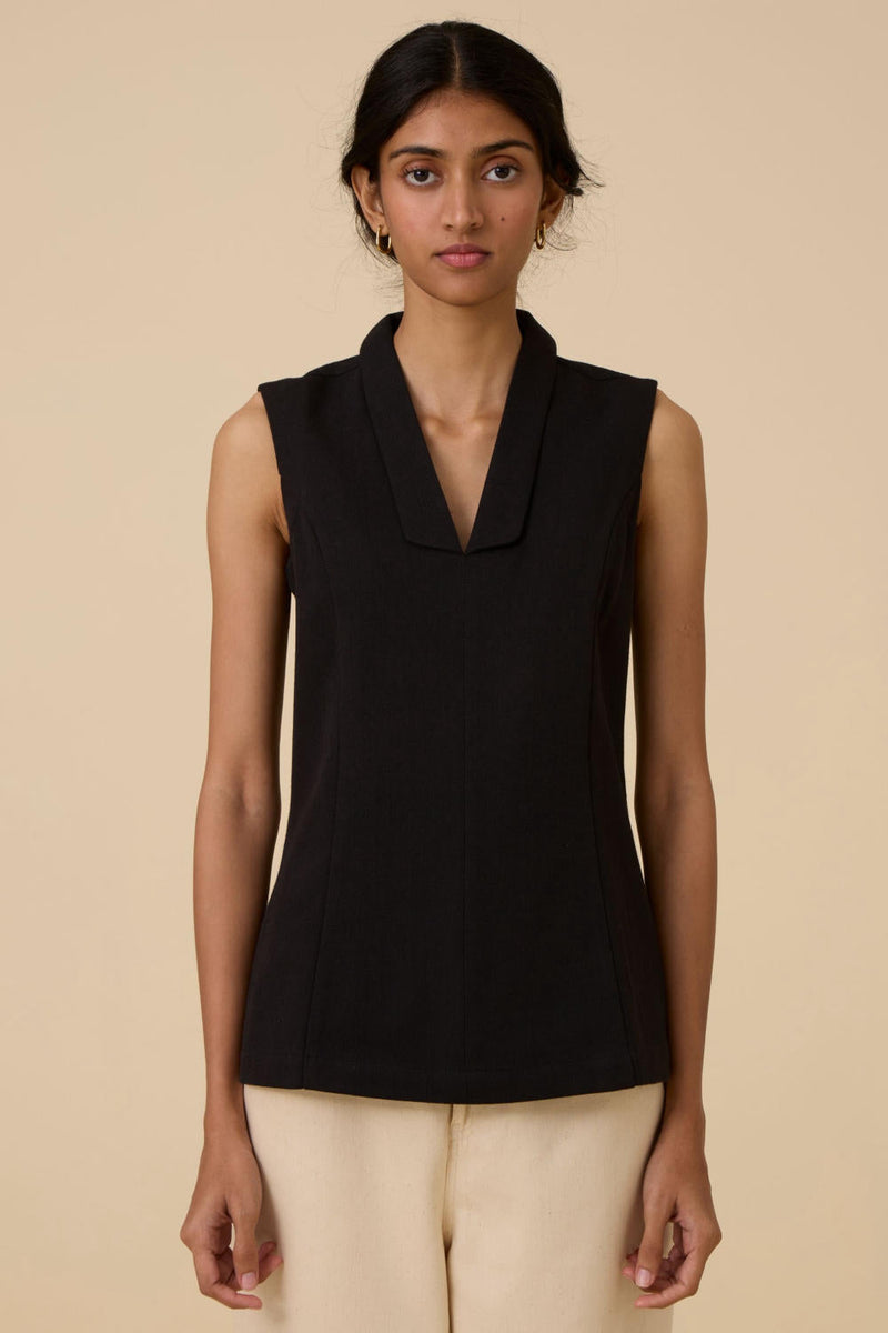Maira Black Waistcoat cotton by The Summer House in black color for women Worldwide