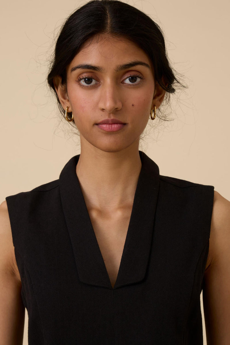 Maira Black Waistcoat cotton by The Summer House in black color for women Worldwide