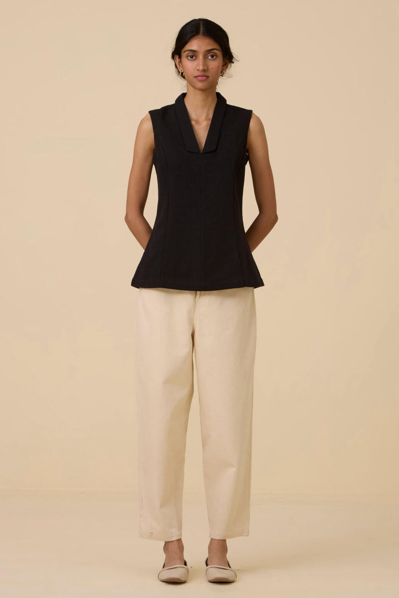 Maira Black Waistcoat cotton by The Summer House in black color for women Worldwide