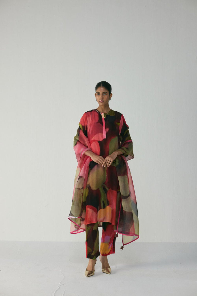 Manhattan Long Crepe Kurta Set mul by YAM in multi color for women Worldwide