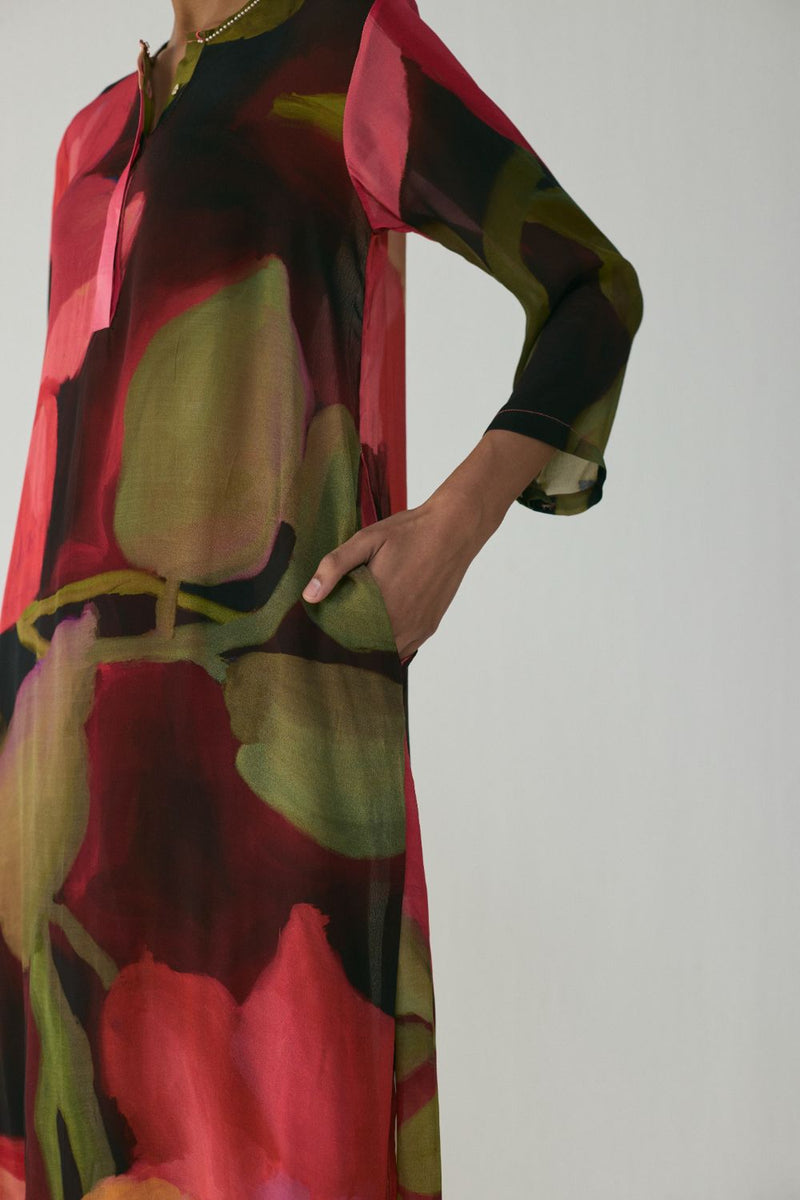 Manhattan Long Crepe Kurta Set mul by YAM in multi color for women Worldwide
