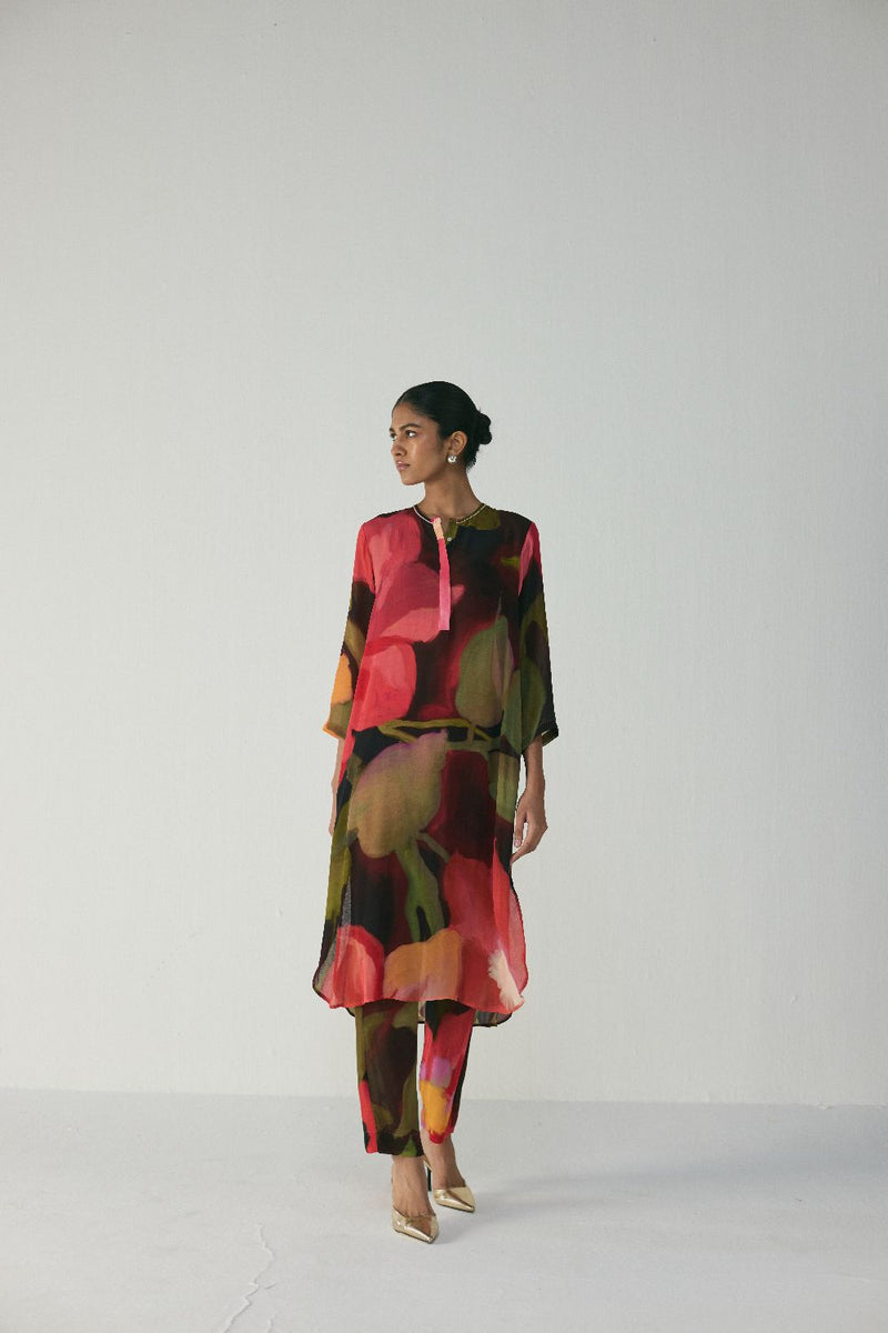 Manhattan Long Crepe Kurta Set mul by YAM in multi color for women Worldwide