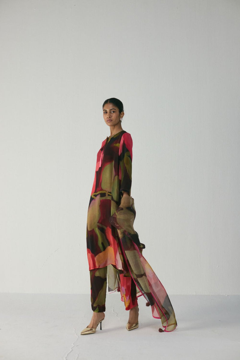 Manhattan Long Crepe Kurta Set mul by YAM in multi color for women Worldwide