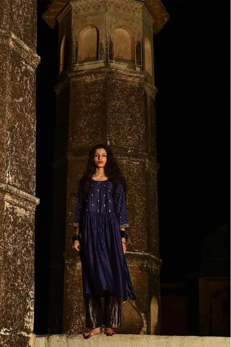 Shaniratna Kurta Set chanderi by Tokree in blue color for women Worldwide