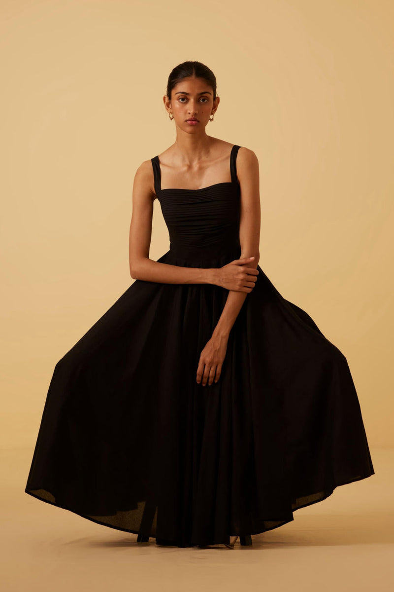Manoor Black Organic Cotton Dress cotton by The Summer House in black color for women Worldwide
