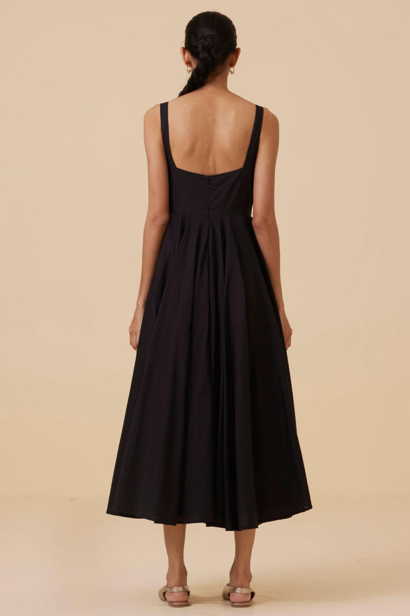 Manoor Black Organic Cotton Dress cotton by The Summer House in black color for women Worldwide