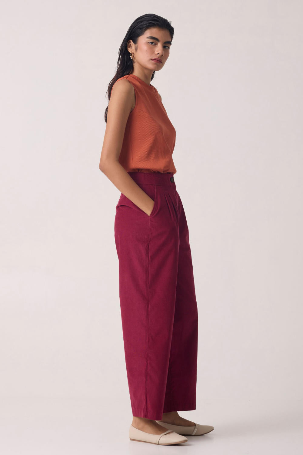 Margit Cherry Corduroy Pants