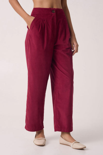 Margit Cherry Corduroy Pants