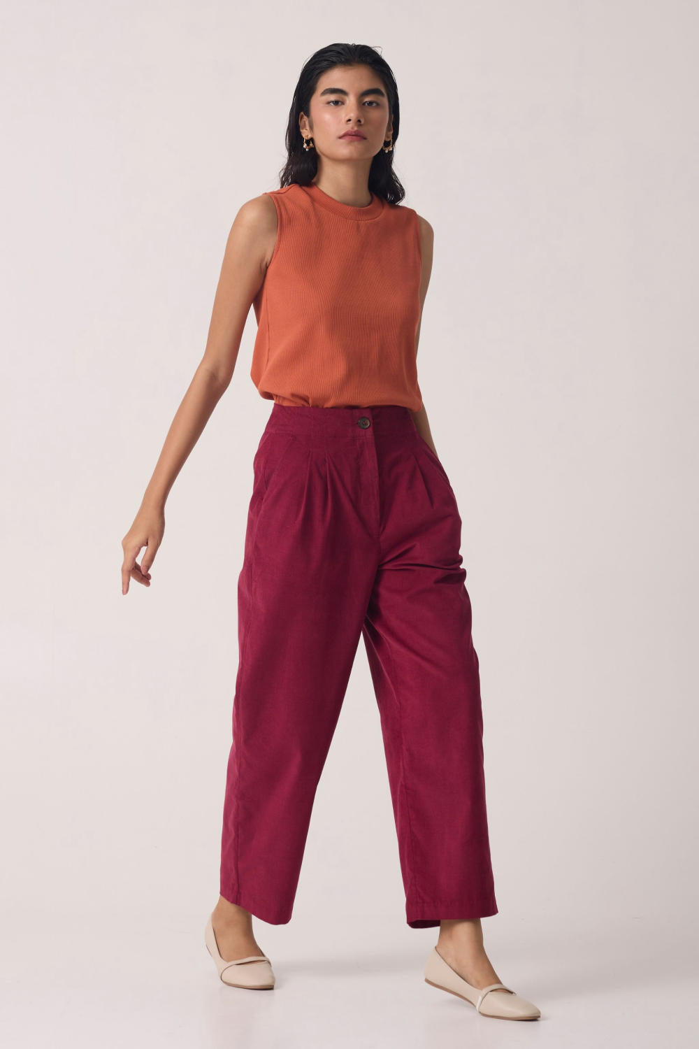 Margit Cherry Corduroy Pants