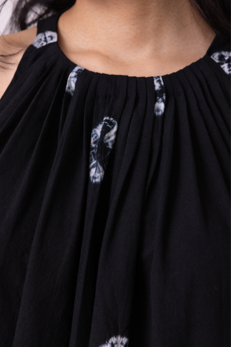 Margo Black Bandhani Handwoven Top cotton by The Summer House for women Worldwide