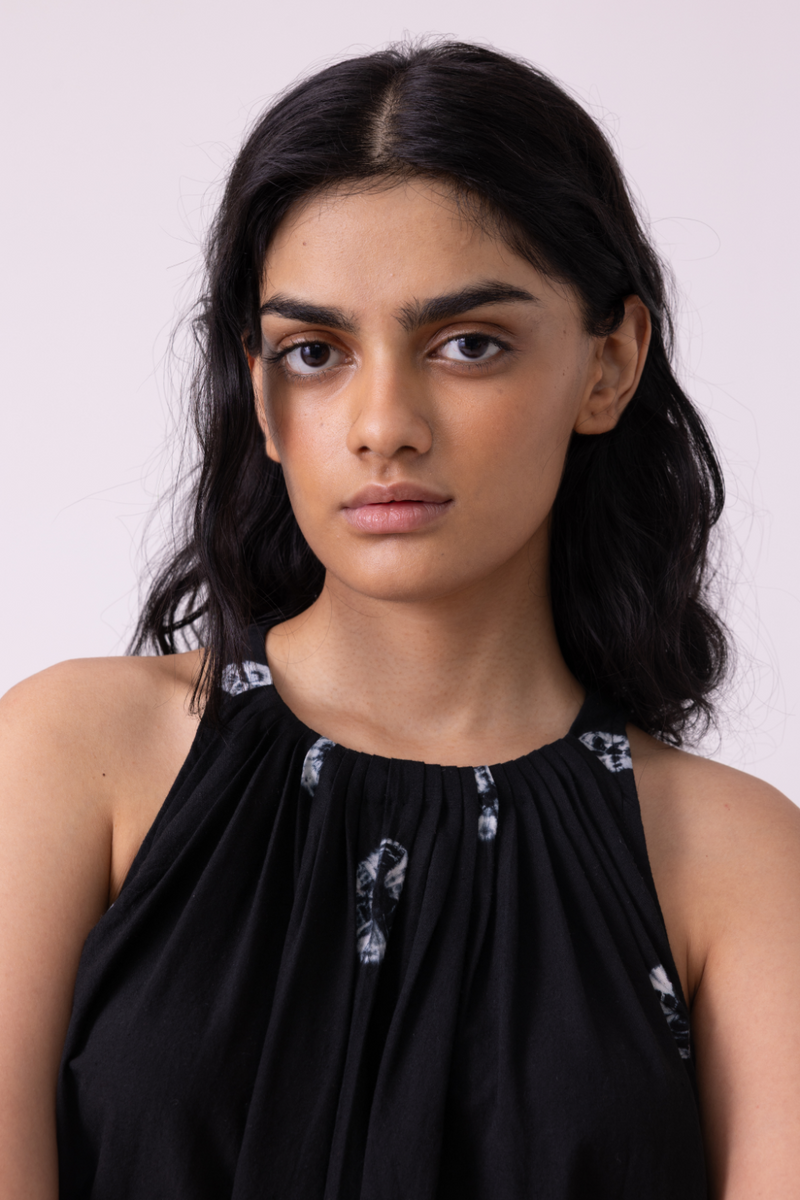 Margo Black Bandhani Handwoven Top cotton by The Summer House for women Worldwide