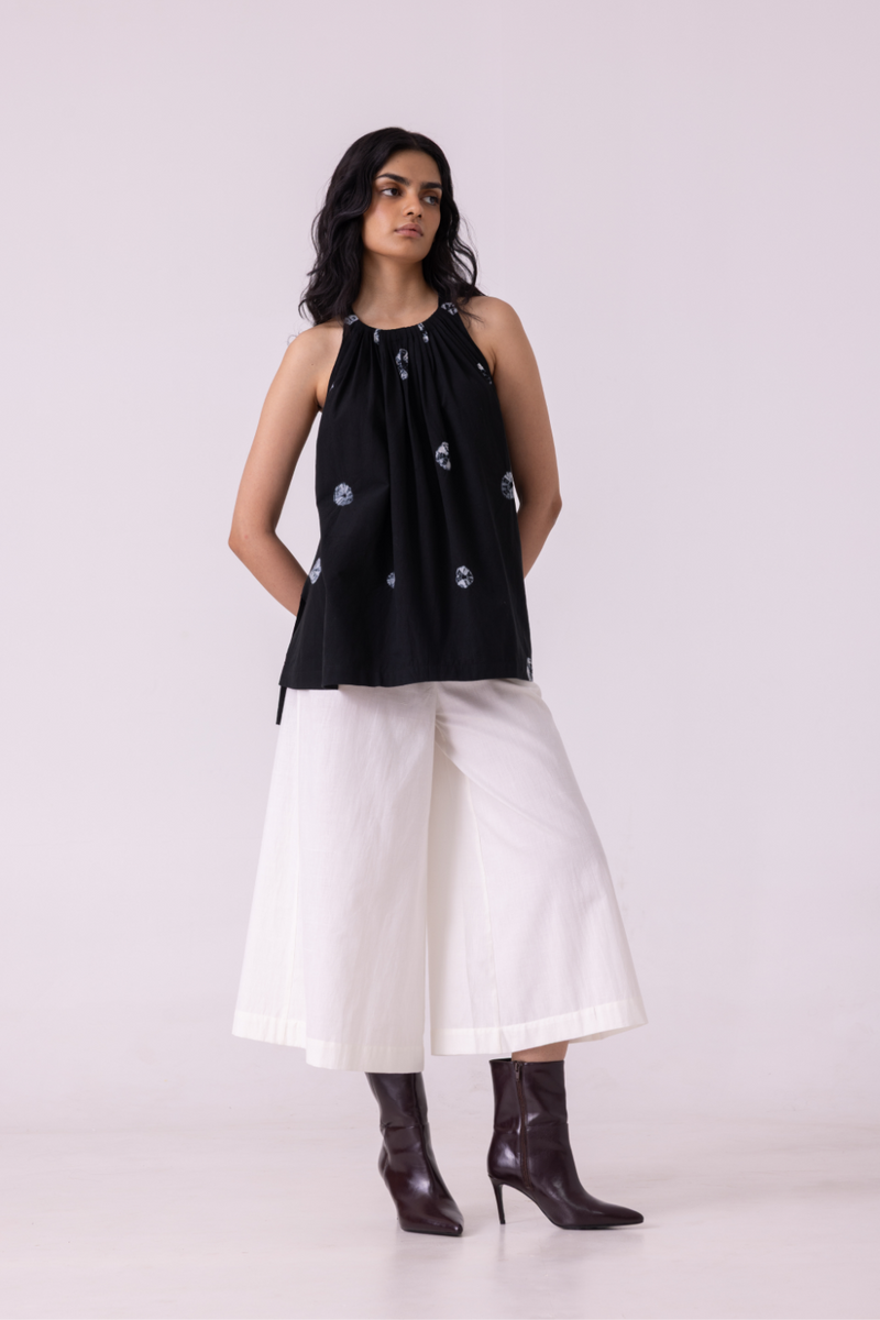 Margo Black Bandhani Handwoven Top cotton by The Summer House for women Worldwide