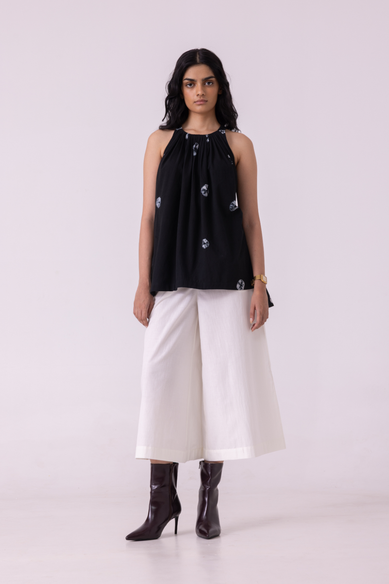 Margo Black Bandhani Handwoven Top cotton by The Summer House for women Worldwide