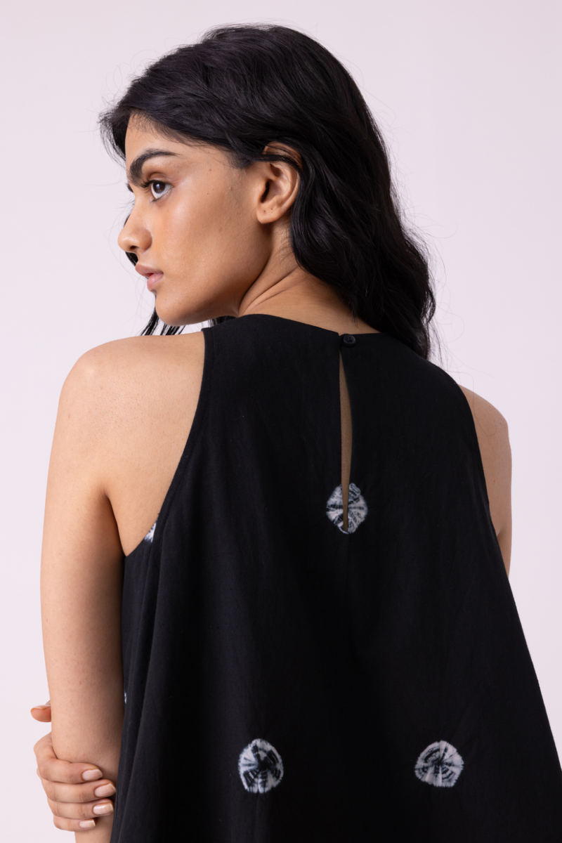 Margo Black Bandhani Handwoven Top cotton by The Summer House for women Worldwide
