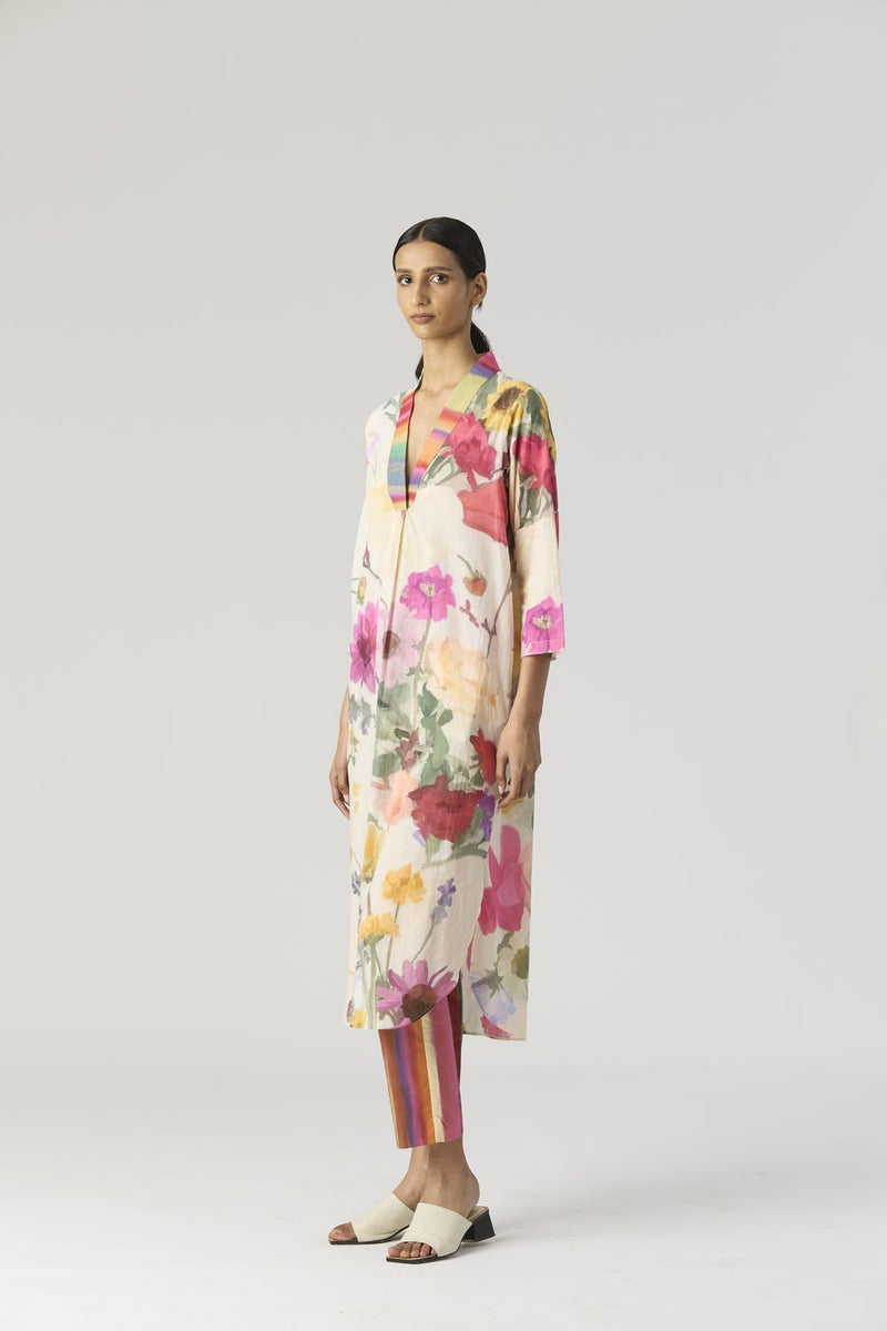MARIA LONG KURTA SET cotton by Yam in white color for women Worldwide