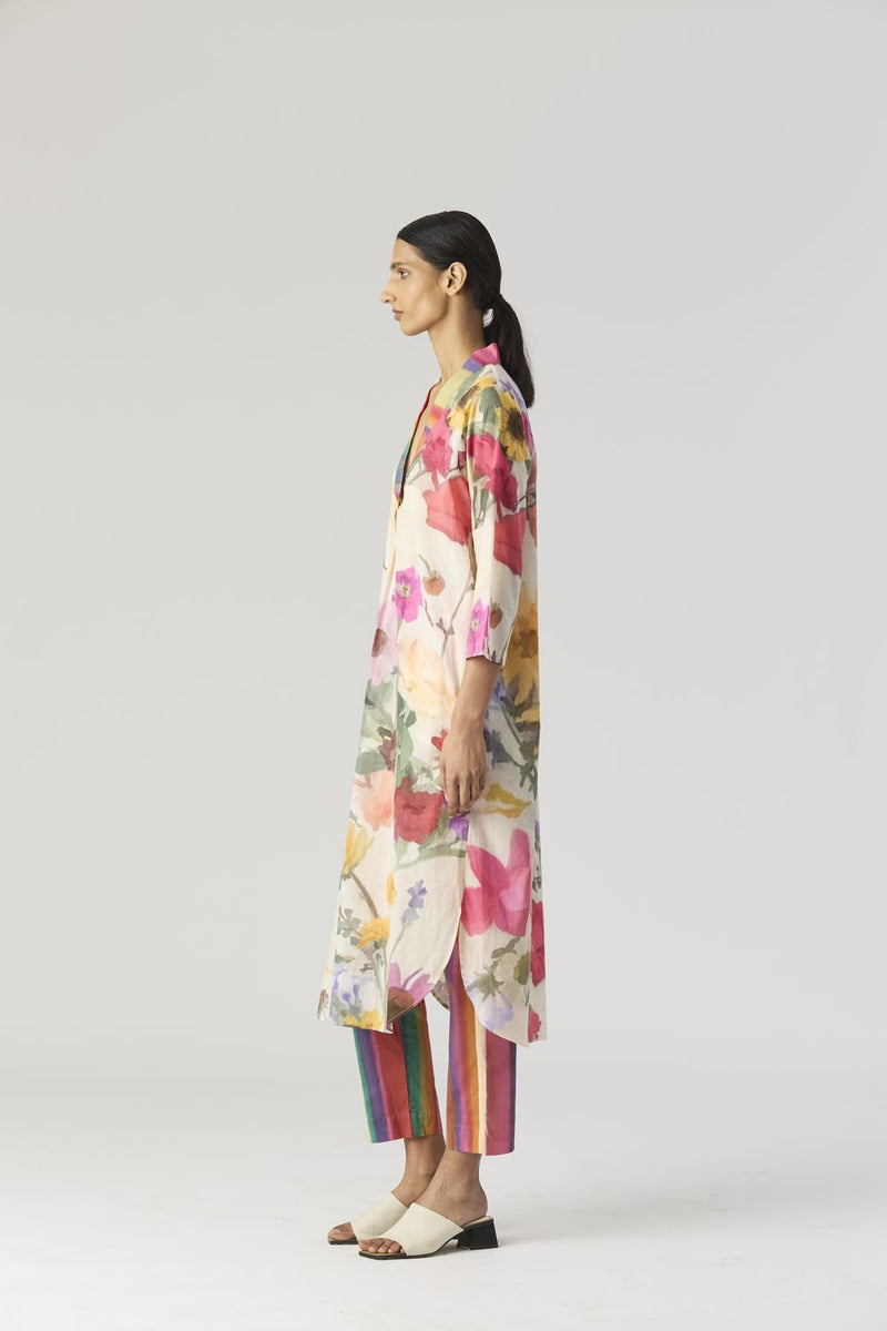 MARIA LONG KURTA SET cotton by Yam in white color for women Worldwide