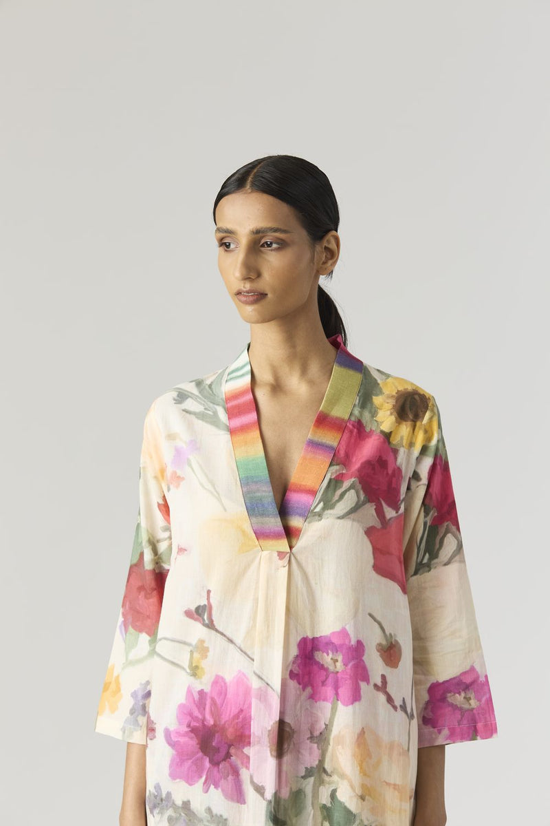 MARIA LONG KURTA SET cotton by Yam in white color for women Worldwide