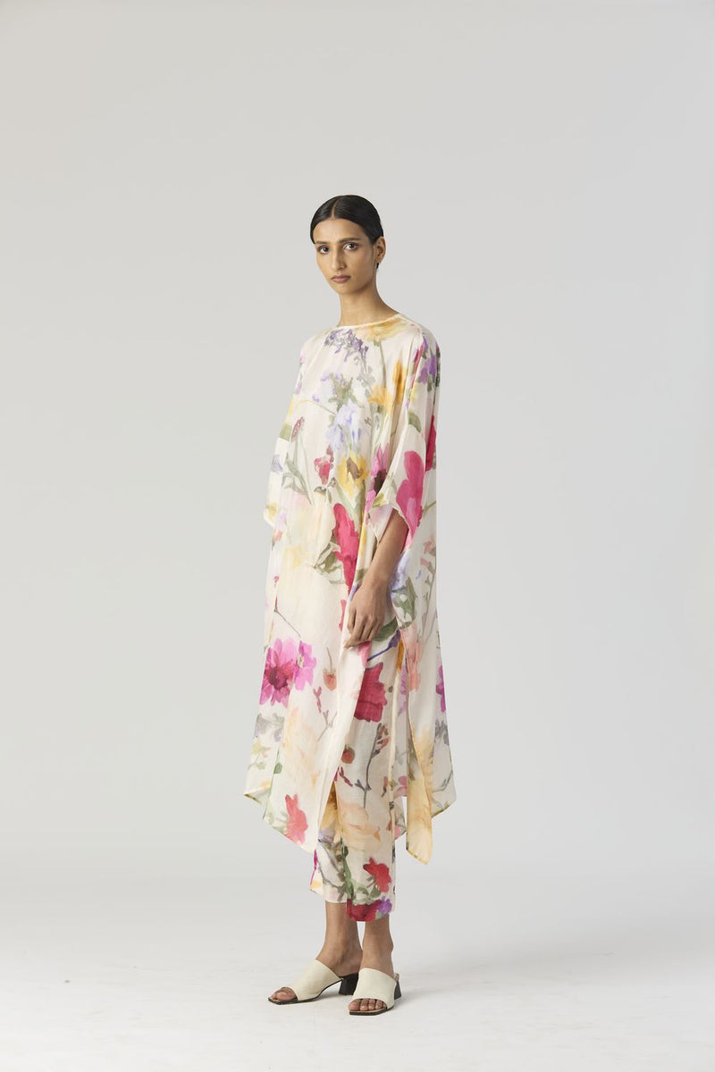 MARIA KAFTAN SET silk by Yam in white color for women Worldwide
