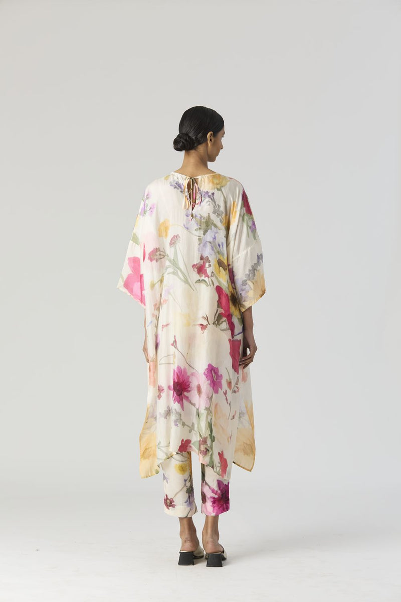MARIA KAFTAN SET silk by Yam in white color for women Worldwide